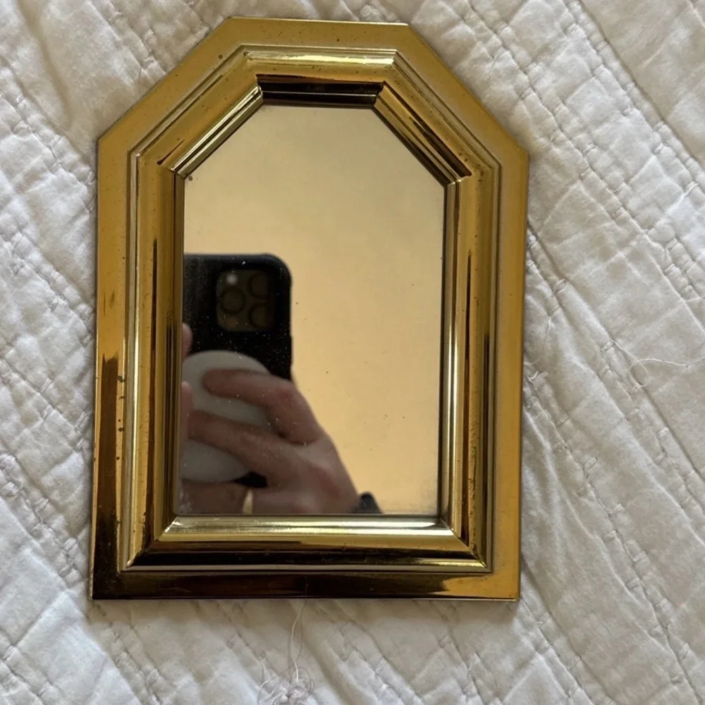 MCM VTG Small Gold Hexagon Vanity Mirror Burwood Hollywood Regency Wall Hanging